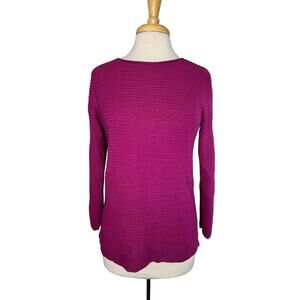 EILEEN FISHER Raspberry Pink Ribbed Organic Linen Cotton Pullover Size XS R19MKI